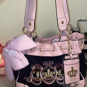 Juicy Couture Pink and Black LOVERS CLUB DAYDREAMER Women's Bag